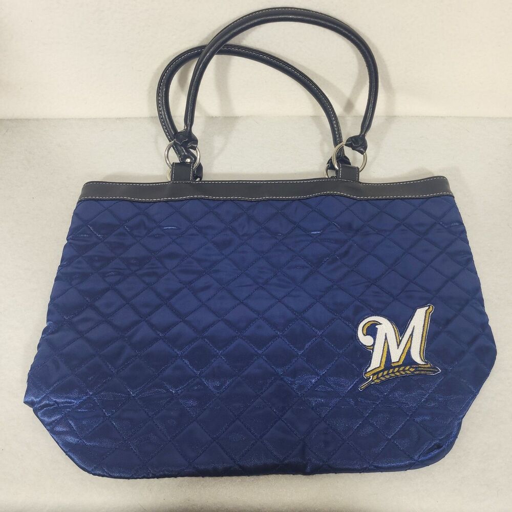 Milwaukee Brewers Blue Quilted Tote Bag Purse ProFANity Littlearth Football